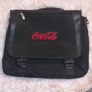 🔥BLACK LEATHER COCA-COLA MESSANGER/LAPTOP BAG 💼🔥